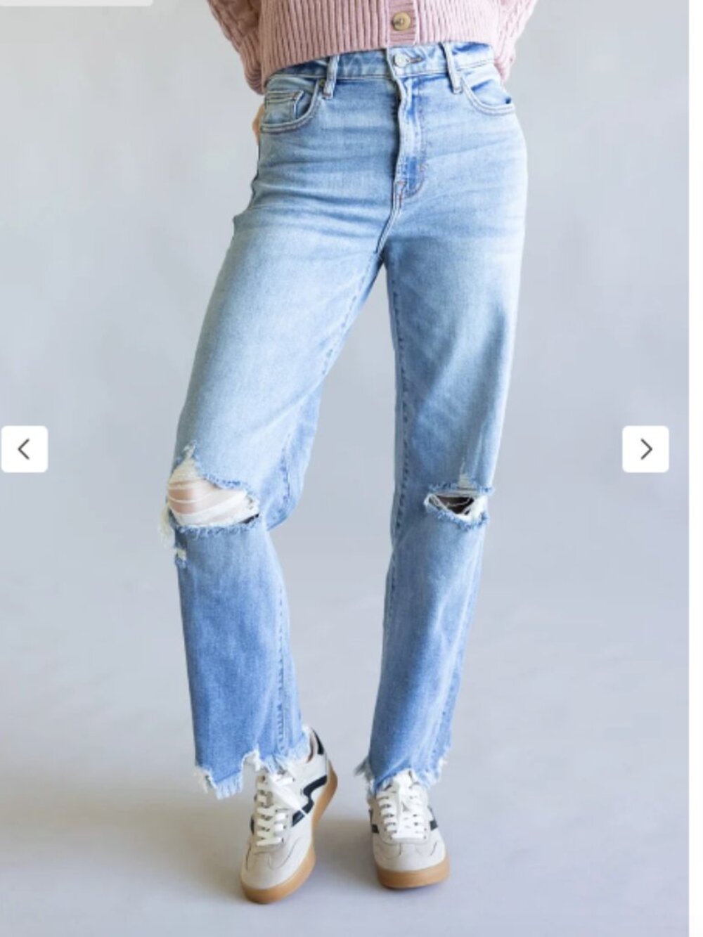 HIDDEN Ella Medium Light Distressed Denim Jeans Wide Straight Leg Size 25